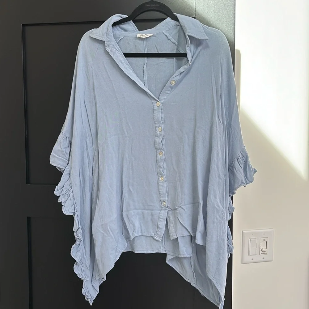 Heyson Sky Blue Ruffle Top - Picture 1 of 2